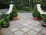 cut stone with brick dividers